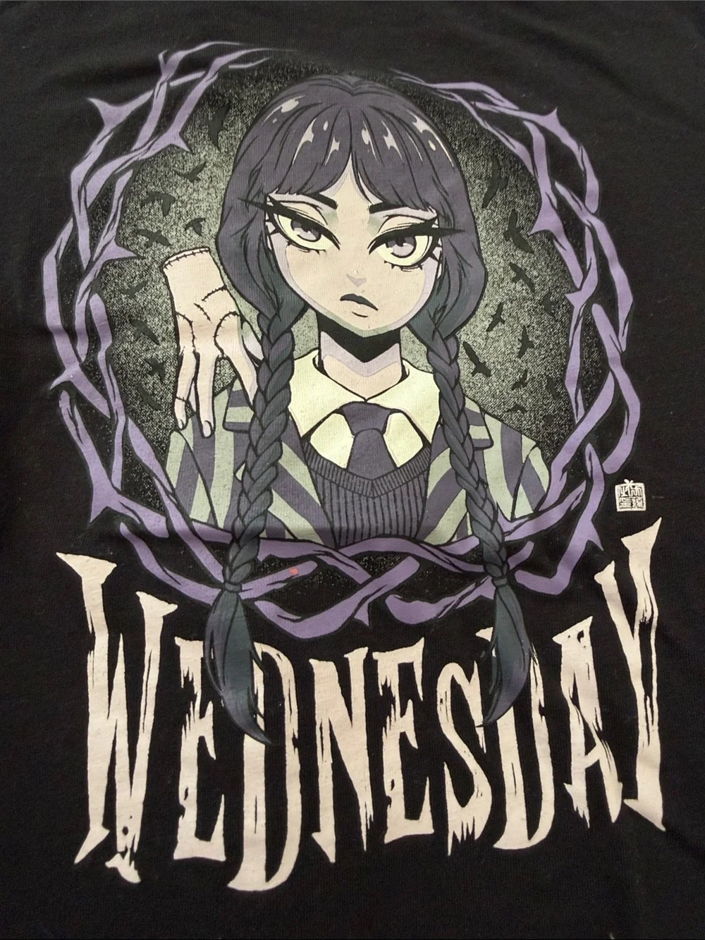Kids' Black Short-Sleeve Wednesday Graphic Tee size 7/8
